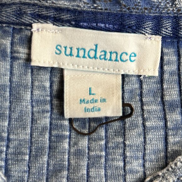 Sundance Cotton Boho Peasant Blouse Prairie Romantic Indigo Blue Women L - Picture 7 of 14